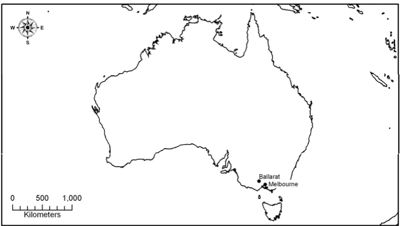 Figure 4.2.   Map of the Australian research sites. 