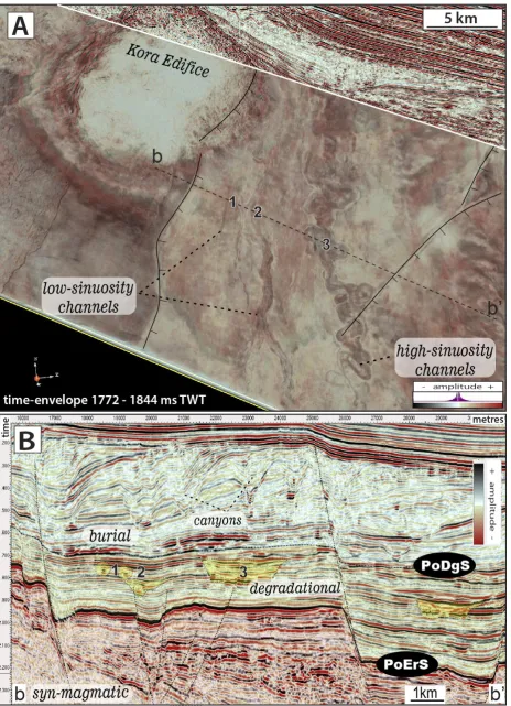 Figure 28: Seismic images of architectural elements formed during the degradational stage