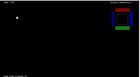 Figure  1.    Screenshot  of  the  stimulator/pointer  engine  at  start  of  a  “left  movement”  task,  having  just  successfully completed an ‘Up Movement’ task