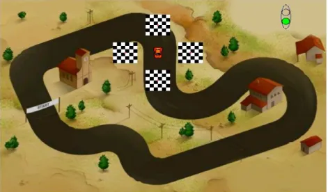 Fig. 1 Four small checkerboards flickering at different but fixed frequencies move along  with a navigated car