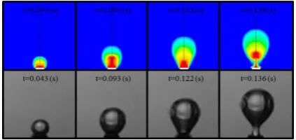 Fig. 5.  Comparison of bubble formation sequence between numerical and experimental data for 800 ml/hr flow rate