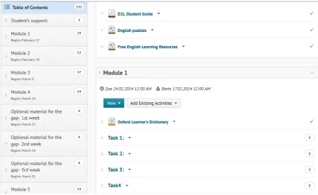 Figure 1. The Main Content Section and Navigation Pane on the VLE 