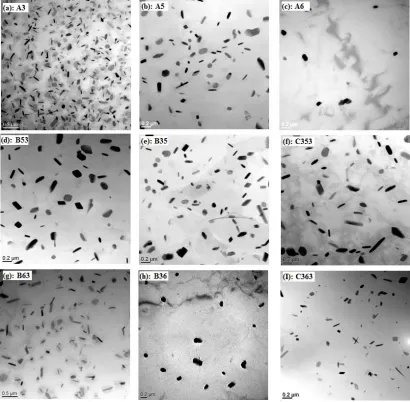 Fig. 4 Distribution of dispersoids during the heat treatment under TEM observation 