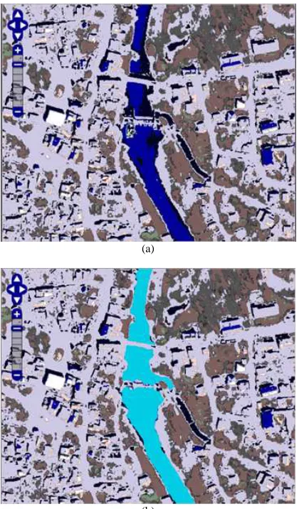 Fig. 13 Identification of a river system: (a) the original dataset; (b) the (b)  resulting LCU 