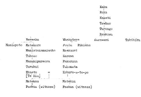 Table 9: Showing the lines through which descendants of Raukawa claimed Maraeroa, and an example of the 
