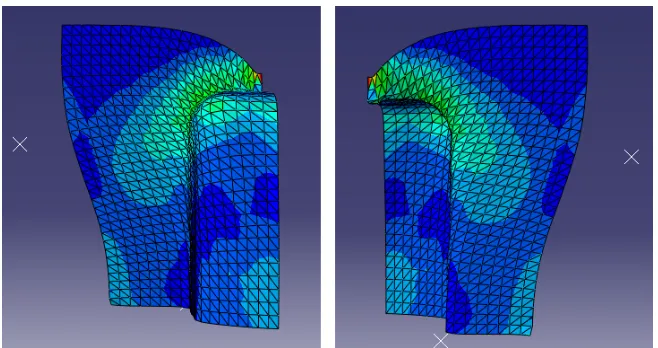Fig. 4.  ABAQUS model and mesh system for a quarter of rectangular cup.  