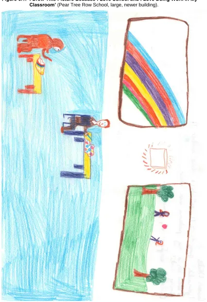 Figure 6.1: ‘I Drew This Picture Because I Love School and I Love Doing Work in My (Pear Tree Row School, large, newer building).