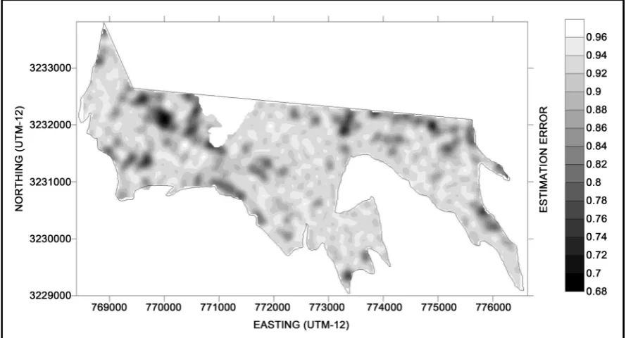 Figure 5. Spatial distribution of the standard error resulted from the estimation of fuel-models