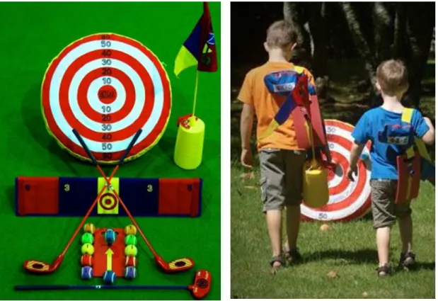 Figure 6a and 6b SNAGGOLF Equipment and Children Playing SNAGGOLF. 