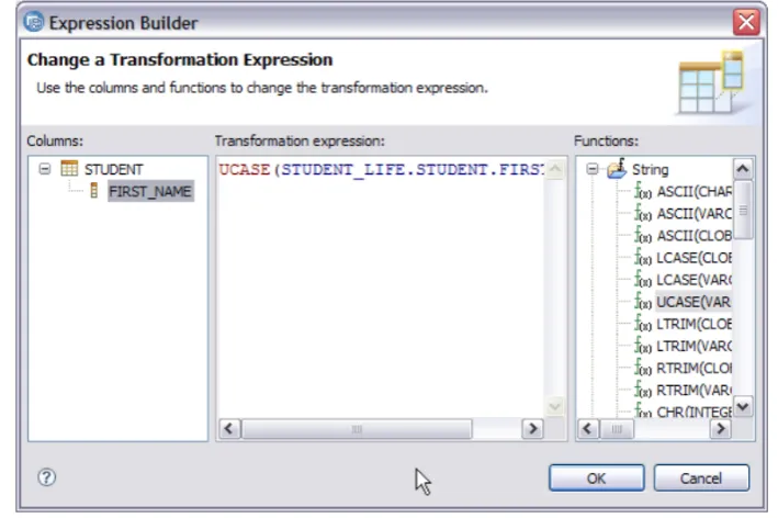 Figure 5. Adding a transformation expression to the FIRST_NAME field of the database. [21]