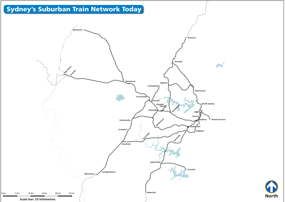 Figure 1: Existing Sydney Suburban Train Network