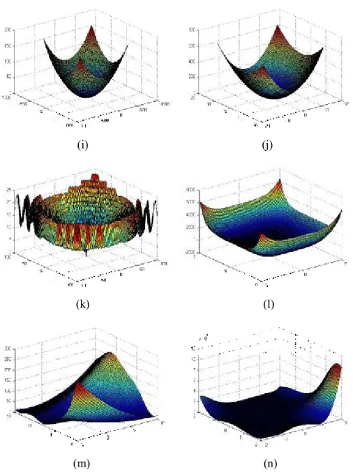 Figure 3-4. The 3-dimensional map for f 1  to f 14  in the 2-dimensional situation: (a)  to (n) 
