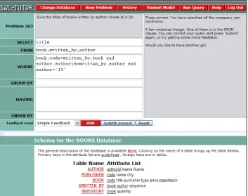 Fig. 2. Screenshot of SQL-Tutor providing both positive and negative feedback