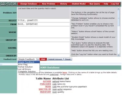 Figure 2.6: The Interface of SQLT-Web, Web-enabled Version of SQL-Tutor