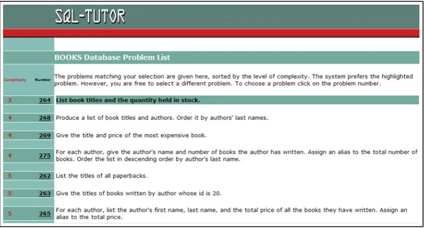 Figure 5.3: The Problem List, with the System’s Choice Highlighted