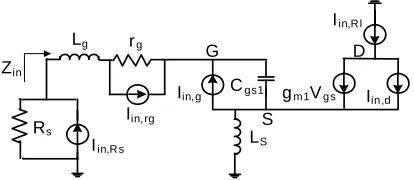 Figure 3. Circuit model for input stage noise analysis. 
