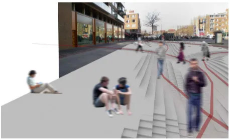 Figure 3. Paths and surfaces to sit on form only when they are activated by use.  
