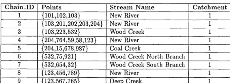Table 6.3: The Network Class 'Rivers' 