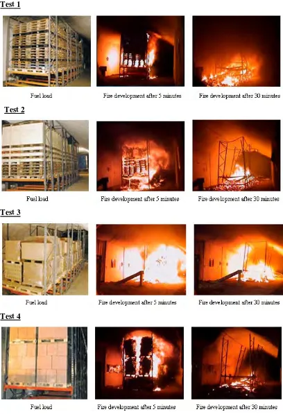 Figure 3.18: Photographs of Runheamar Fire Tests ((reproduced from Promat (2007a))  