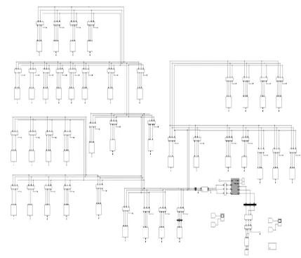 Fig. 6:  Model of injection substation in MATLAB-SIMSCAPE environment. 