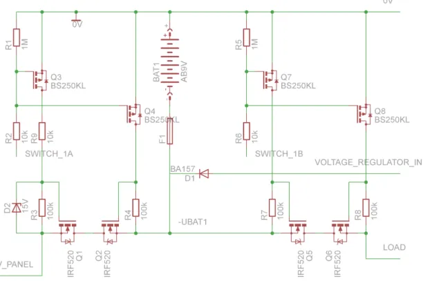 Fig. 2.2: Scheme of power switches for one battery