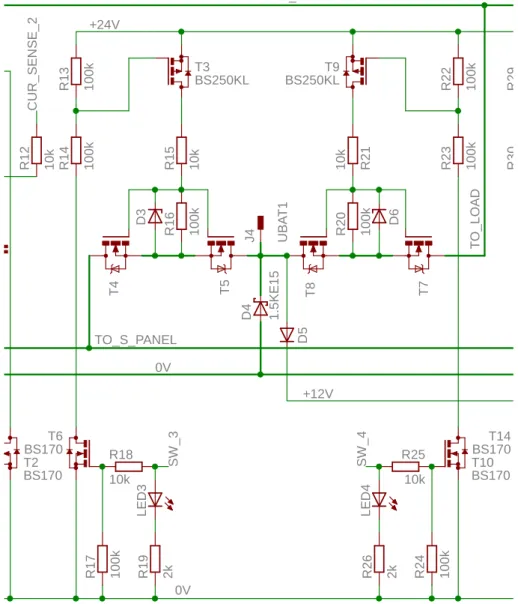 Fig. 2.3: The schematic of a power switch for one battery – second design