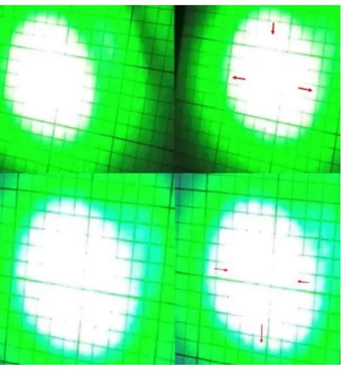 Figure 5. Some of several video frames of laser beam profile captured during the video with 120m laser length