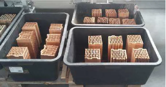 Fig. 2. Testing of hydrophobisation for ceramic masonry blocks. 