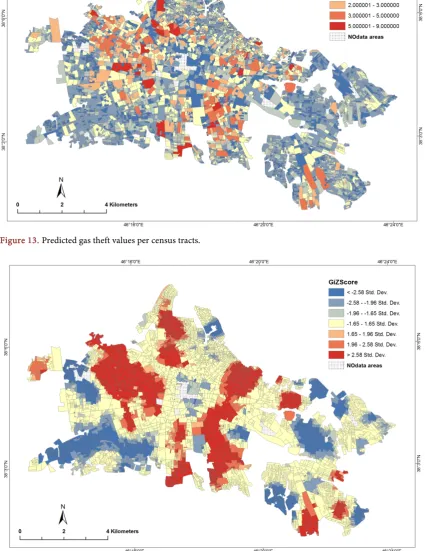 Figure 13. Predicted gas theft values per census tracts. 