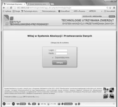 Figure 1. The login screen to the system  