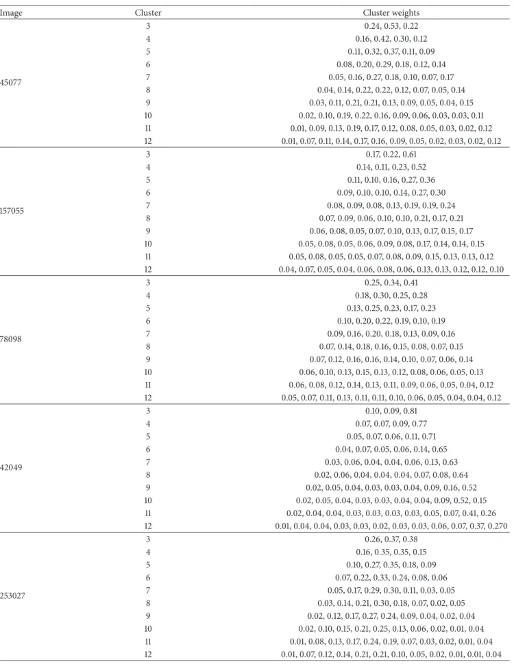 Table 3: Cluster weights.