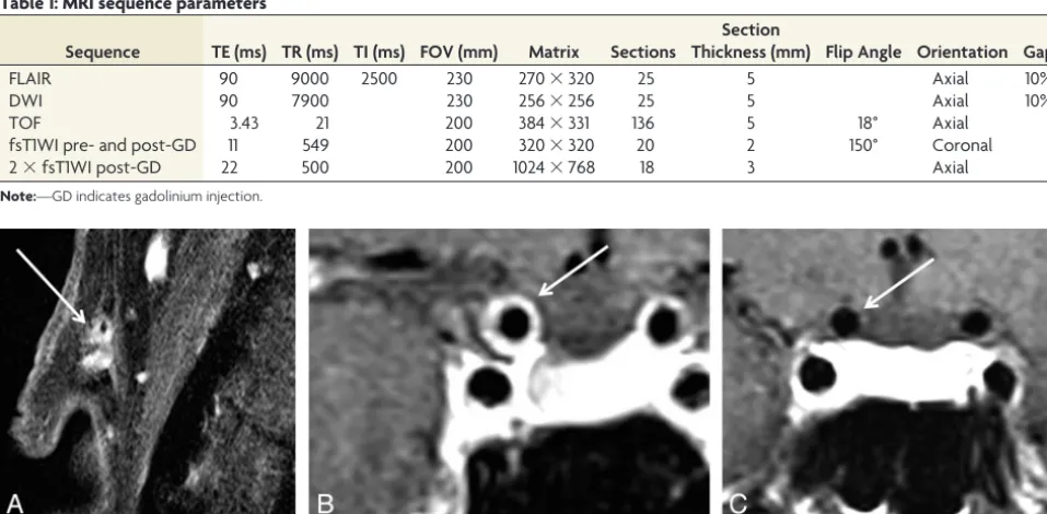 Table 1: MRI sequence parameters