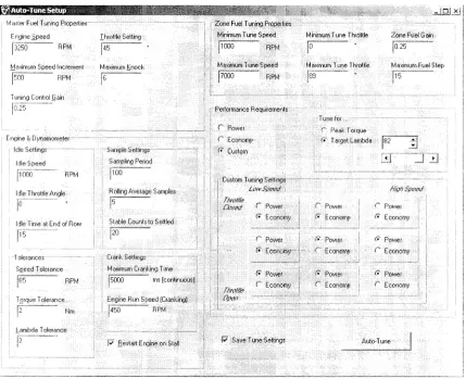 Fig. 3Automated engine tuning status window