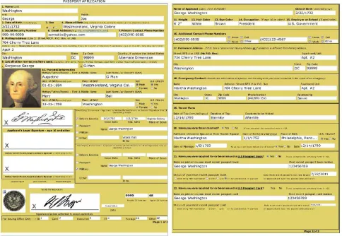 Figure 4. George Washington’s passport application. 