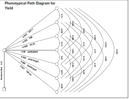 Table 4. Direct and indirect effects of different traits on seed yield in Field pea  