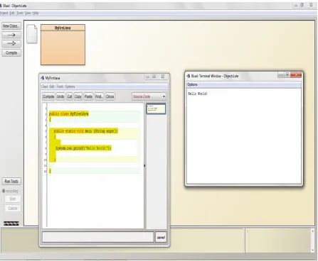 Figure 1. BlueJ interfaces used by objects-late learners.  