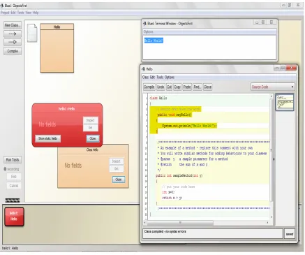 Figure 2. BlueJ interfaces used by objects-first learners.  