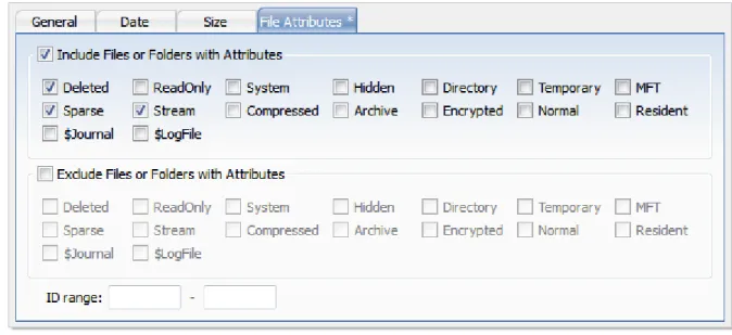 Figure 10: File Attributes Criteria
