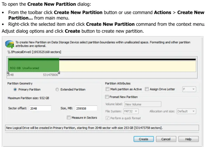 Figure 12: Create Partition dialog Partition Geometry