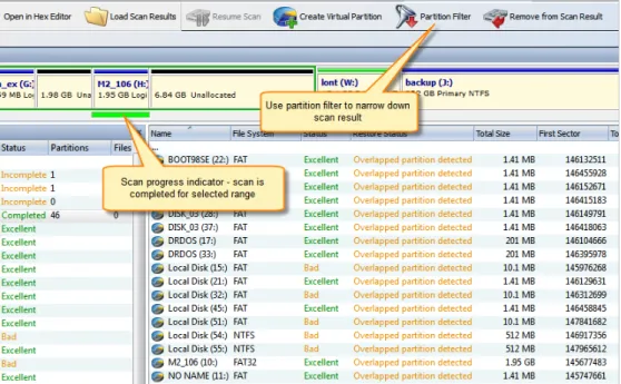 Figure 3: Complete Physical Device Scan Working with detected partitions