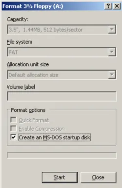 Figure 3-2   Windows Format Startup Disk Screen