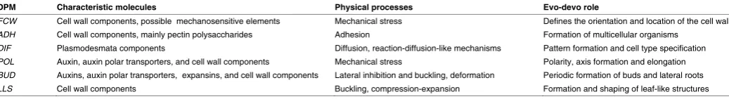 TABLE 1PLANT DYNAMICAL PATTERNING MODULES (DPMs)