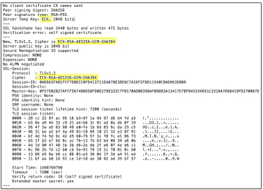 Fig. 5 Server certificate (the cipher suite ECK is highlighted)  