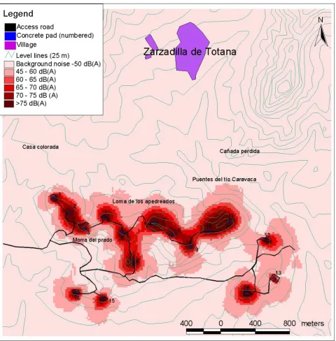 Figure 5. Noise map in operation phase: maximum power. 