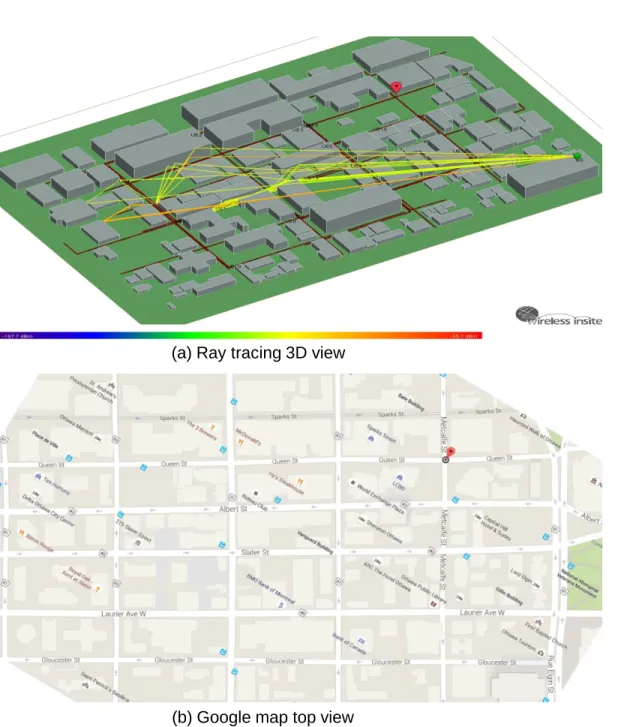 Figure 4.6: 3D ray tracing experiment for part of Ottawa city