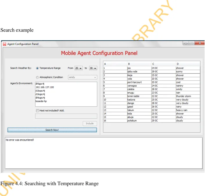 Figure 4.4: Searching with Temperature Range 