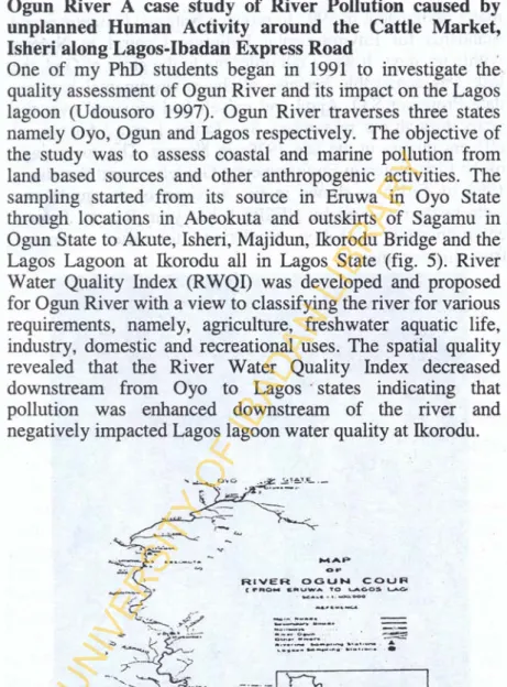 Fig 5: Map of River Ogun course from Eruwa in Oyo State to Lagos State,