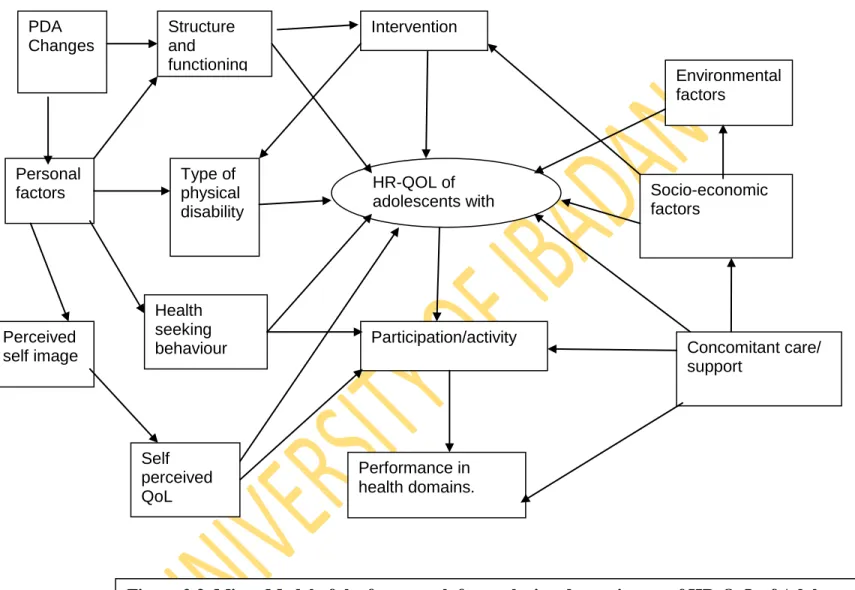 Figure 2.3. Micro Model of the framework for exploring determinants of HR-QoL of Adolescents  with disability