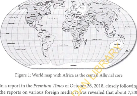 Figure  1: World map with Africa as the central Alluvial core