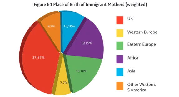 Figure 6.1 Place of Birth of Immigrant Mothers (weighted)